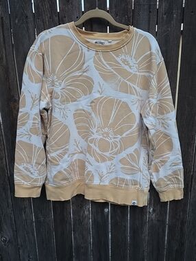 Poppies  Sweatshirt HAPPY EARTH Soft 100%‎ Organic Cotton Yellow Cream Size L